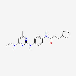 molecular formula C21H29N5O B11240043 3-cyclopentyl-N-(4-{[4-(ethylamino)-6-methylpyrimidin-2-yl]amino}phenyl)propanamide 