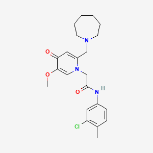 molecular formula C22H28ClN3O3 B11240049 2-(2-(azepan-1-ylmethyl)-5-methoxy-4-oxopyridin-1(4H)-yl)-N-(3-chloro-4-methylphenyl)acetamide 