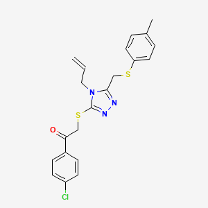 molecular formula C21H20ClN3OS2 B11240055 2-((4-Allyl-5-((p-tolylthio)methyl)-4H-1,2,4-triazol-3-yl)thio)-1-(4-chlorophenyl)ethanone CAS No. 540775-07-3