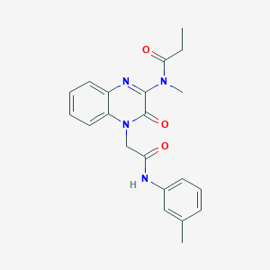 molecular formula C21H22N4O3 B11240057 N-methyl-N-(4-{2-[(3-methylphenyl)amino]-2-oxoethyl}-3-oxo-3,4-dihydroquinoxalin-2-yl)propanamide 