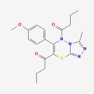 1,1'-[6-(4-methoxyphenyl)-3-methyl-5H-[1,2,4]triazolo[3,4-b][1,3,4]thiadiazine-5,7-diyl]dibutan-1-one