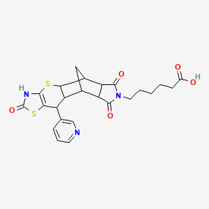 molecular formula C24H25N3O5S2 B11240075 6-(6,13,15-trioxo-9-pyridin-3-yl-3,7-dithia-5,14-diazapentacyclo[9.5.1.02,10.04,8.012,16]heptadec-4(8)-en-14-yl)hexanoic acid 