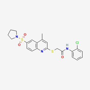 molecular formula C22H22ClN3O3S2 B11240091 N-(2-chlorophenyl)-2-{[4-methyl-6-(pyrrolidin-1-ylsulfonyl)quinolin-2-yl]sulfanyl}acetamide 