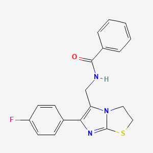 molecular formula C19H16FN3OS B11240098 N-((6-(4-fluorophenyl)-2,3-dihydroimidazo[2,1-b]thiazol-5-yl)methyl)benzamide 