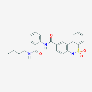 molecular formula C26H27N3O4S B11240112 N-[2-(butylcarbamoyl)phenyl]-6,7-dimethyl-6H-dibenzo[c,e][1,2]thiazine-9-carboxamide 5,5-dioxide 