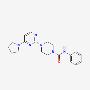 molecular formula C20H26N6O B11240142 4-[4-Methyl-6-(pyrrolidin-1-YL)pyrimidin-2-YL]-N-phenylpiperazine-1-carboxamide 