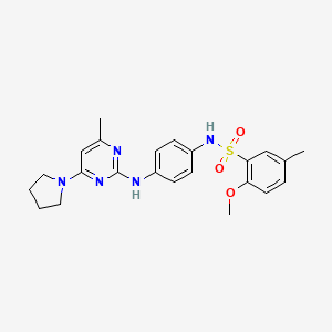 2-methoxy-5-methyl-N-(4-((4-methyl-6-(pyrrolidin-1-yl)pyrimidin-2-yl)amino)phenyl)benzenesulfonamide