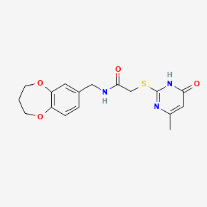 N-(3,4-dihydro-2H-1,5-benzodioxepin-7-ylmethyl)-2-[(4-hydroxy-6-methylpyrimidin-2-yl)sulfanyl]acetamide