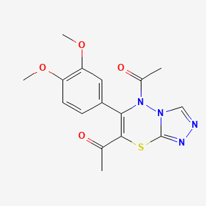 1,1'-[6-(3,4-dimethoxyphenyl)-5H-[1,2,4]triazolo[3,4-b][1,3,4]thiadiazine-5,7-diyl]diethanone