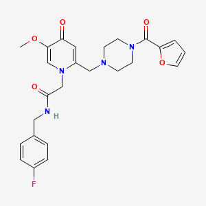 molecular formula C25H27FN4O5 B11240172 N-(4-fluorobenzyl)-2-(2-((4-(furan-2-carbonyl)piperazin-1-yl)methyl)-5-methoxy-4-oxopyridin-1(4H)-yl)acetamide 