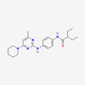 molecular formula C22H31N5O B11240174 2-Ethyl-N-(4-{[4-methyl-6-(piperidin-1-YL)pyrimidin-2-YL]amino}phenyl)butanamide 