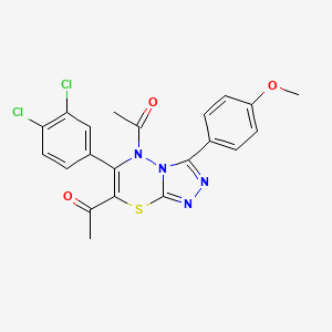 1,1'-[6-(3,4-dichlorophenyl)-3-(4-methoxyphenyl)-5H-[1,2,4]triazolo[3,4-b][1,3,4]thiadiazine-5,7-diyl]diethanone