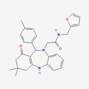 2-[3,3-dimethyl-11-(4-methylphenyl)-1-oxo-1,2,3,4,5,11-hexahydro-10H-dibenzo[b,e][1,4]diazepin-10-yl]-N-(furan-2-ylmethyl)acetamide