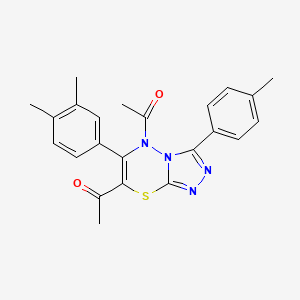 1,1'-[6-(3,4-dimethylphenyl)-3-(4-methylphenyl)-5H-[1,2,4]triazolo[3,4-b][1,3,4]thiadiazine-5,7-diyl]diethanone