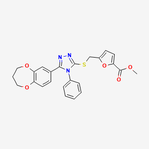 methyl 5-({[5-(3,4-dihydro-2H-1,5-benzodioxepin-7-yl)-4-phenyl-4H-1,2,4-triazol-3-yl]sulfanyl}methyl)furan-2-carboxylate