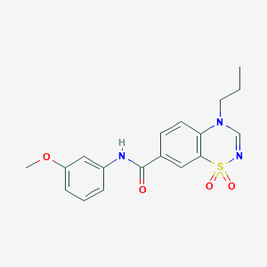 molecular formula C18H19N3O4S B11240197 N-(3-methoxyphenyl)-4-propyl-4H-1,2,4-benzothiadiazine-7-carboxamide 1,1-dioxide 