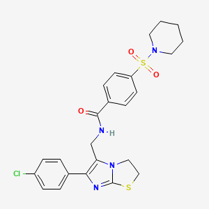 N-((6-(4-chlorophenyl)-2,3-dihydroimidazo[2,1-b]thiazol-5-yl)methyl)-4-(piperidin-1-ylsulfonyl)benzamide