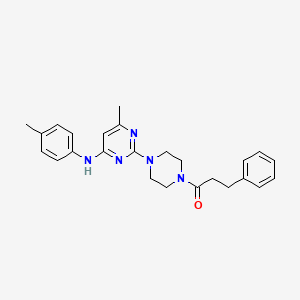 1-(4-(4-Methyl-6-(p-tolylamino)pyrimidin-2-yl)piperazin-1-yl)-3-phenylpropan-1-one