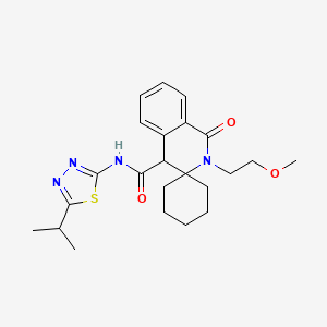 molecular formula C23H30N4O3S B11240258 2'-(2-methoxyethyl)-1'-oxo-N-[(2E)-5-(propan-2-yl)-1,3,4-thiadiazol-2(3H)-ylidene]-1',4'-dihydro-2'H-spiro[cyclohexane-1,3'-isoquinoline]-4'-carboxamide 