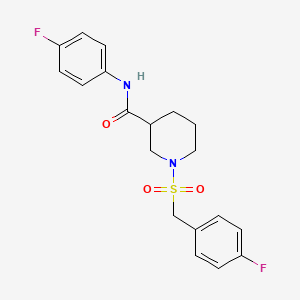 molecular formula C19H20F2N2O3S B11240296 1-[(4-fluorobenzyl)sulfonyl]-N-(4-fluorophenyl)piperidine-3-carboxamide 