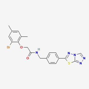 molecular formula C20H18BrN5O2S B11240311 2-(2-bromo-4,6-dimethylphenoxy)-N-[4-([1,2,4]triazolo[3,4-b][1,3,4]thiadiazol-6-yl)benzyl]acetamide 