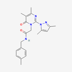 molecular formula C21H25N5O2 B11240339 2-(2-(3,5-dimethyl-1H-pyrazol-1-yl)-4,5-dimethyl-6-oxopyrimidin-1(6H)-yl)-N-(4-methylbenzyl)acetamide 