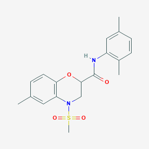 molecular formula C19H22N2O4S B11240368 N-(2,5-dimethylphenyl)-6-methyl-4-(methylsulfonyl)-3,4-dihydro-2H-1,4-benzoxazine-2-carboxamide 