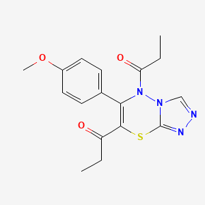 1-[6-(4-Methoxyphenyl)-5-propanoyl-5H-[1,2,4]triazolo[3,4-B][1,3,4]thiadiazin-7-YL]propan-1-one