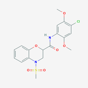 molecular formula C18H19ClN2O6S B11240389 N-(4-chloro-2,5-dimethoxyphenyl)-4-(methylsulfonyl)-3,4-dihydro-2H-1,4-benzoxazine-2-carboxamide 