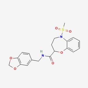 N-(1,3-benzodioxol-5-ylmethyl)-5-(methylsulfonyl)-2,3,4,5-tetrahydro-1,5-benzoxazepine-2-carboxamide