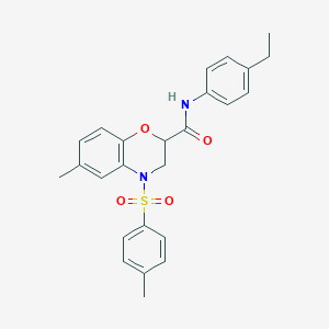 molecular formula C25H26N2O4S B11240404 N-(4-ethylphenyl)-6-methyl-4-[(4-methylphenyl)sulfonyl]-3,4-dihydro-2H-1,4-benzoxazine-2-carboxamide 