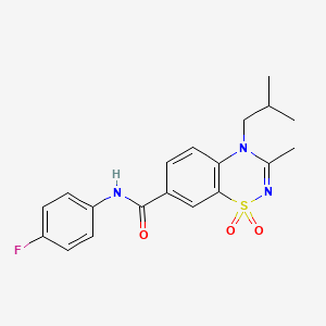 molecular formula C19H20FN3O3S B11240423 N-(4-fluorophenyl)-4-isobutyl-3-methyl-4H-1,2,4-benzothiadiazine-7-carboxamide 1,1-dioxide 