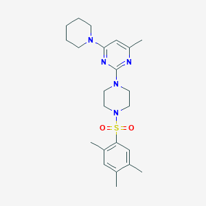 molecular formula C23H33N5O2S B11240438 4-Methyl-6-(piperidin-1-YL)-2-[4-(2,4,5-trimethylbenzenesulfonyl)piperazin-1-YL]pyrimidine 