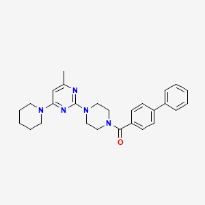 molecular formula C27H31N5O B11240443 2-(4-{[1,1'-Biphenyl]-4-carbonyl}piperazin-1-YL)-4-methyl-6-(piperidin-1-YL)pyrimidine 