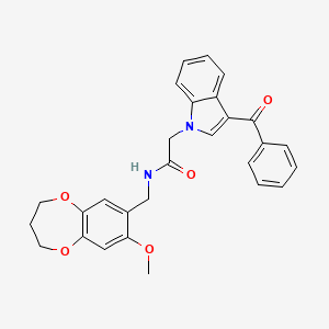 2-(3-benzoyl-1H-indol-1-yl)-N-[(8-methoxy-3,4-dihydro-2H-1,5-benzodioxepin-7-yl)methyl]acetamide