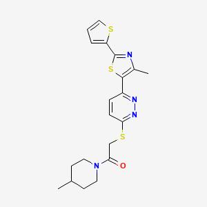 2-((6-(4-Methyl-2-(thiophen-2-yl)thiazol-5-yl)pyridazin-3-yl)thio)-1-(4-methylpiperidin-1-yl)ethanone