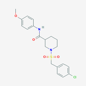 molecular formula C20H23ClN2O4S B11240514 1-[(4-chlorobenzyl)sulfonyl]-N-(4-methoxyphenyl)piperidine-3-carboxamide 