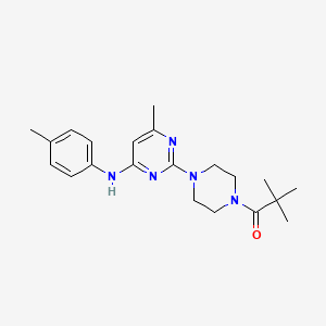 molecular formula C21H29N5O B11240529 2,2-Dimethyl-1-(4-(4-methyl-6-(p-tolylamino)pyrimidin-2-yl)piperazin-1-yl)propan-1-one 