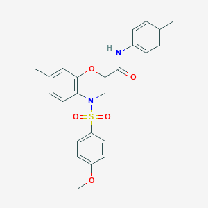 molecular formula C25H26N2O5S B11240534 N-(2,4-dimethylphenyl)-4-[(4-methoxyphenyl)sulfonyl]-7-methyl-3,4-dihydro-2H-1,4-benzoxazine-2-carboxamide 