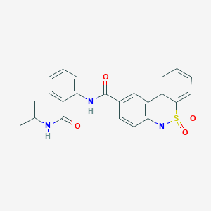 molecular formula C25H25N3O4S B11240538 N-[2-(Isopropylcarbamoyl)phenyl]-6,7-dimethyl-6H-dibenzo[C,E][1,2]thiazine-9-carboxamide 5,5-dioxide 