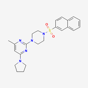 molecular formula C23H27N5O2S B11240587 4-Methyl-2-(4-(naphthalen-2-ylsulfonyl)piperazin-1-yl)-6-(pyrrolidin-1-yl)pyrimidine 