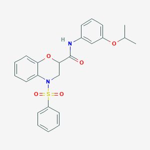 molecular formula C24H24N2O5S B11240598 4-(phenylsulfonyl)-N-[3-(propan-2-yloxy)phenyl]-3,4-dihydro-2H-1,4-benzoxazine-2-carboxamide 