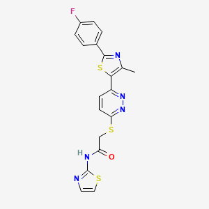 molecular formula C19H14FN5OS3 B11240656 2-((6-(2-(4-fluorophenyl)-4-methylthiazol-5-yl)pyridazin-3-yl)thio)-N-(thiazol-2-yl)acetamide 