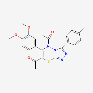 1,1'-[6-(3,4-dimethoxyphenyl)-3-(4-methylphenyl)-5H-[1,2,4]triazolo[3,4-b][1,3,4]thiadiazine-5,7-diyl]diethanone