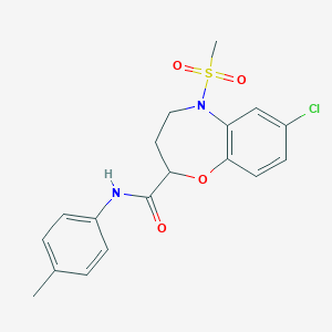 7-chloro-N-(4-methylphenyl)-5-(methylsulfonyl)-2,3,4,5-tetrahydro-1,5-benzoxazepine-2-carboxamide