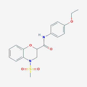 molecular formula C18H20N2O5S B11240755 N-(4-ethoxyphenyl)-4-(methylsulfonyl)-3,4-dihydro-2H-1,4-benzoxazine-2-carboxamide 