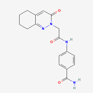 molecular formula C17H18N4O3 B11240761 4-{[(3-oxo-5,6,7,8-tetrahydrocinnolin-2(3H)-yl)acetyl]amino}benzamide 