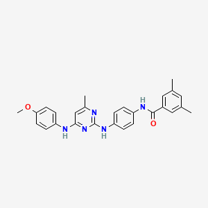 molecular formula C27H27N5O2 B11240790 N-(4-((4-((4-methoxyphenyl)amino)-6-methylpyrimidin-2-yl)amino)phenyl)-3,5-dimethylbenzamide 