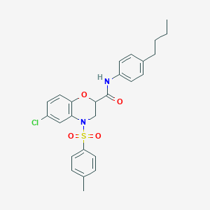 molecular formula C26H27ClN2O4S B11240838 N-(4-butylphenyl)-6-chloro-4-[(4-methylphenyl)sulfonyl]-3,4-dihydro-2H-1,4-benzoxazine-2-carboxamide 