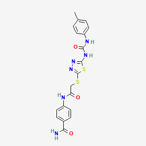 4-(2-((5-(3-(p-Tolyl)ureido)-1,3,4-thiadiazol-2-yl)thio)acetamido)benzamide